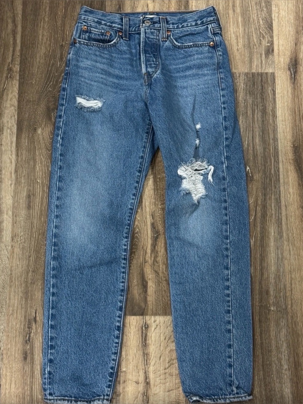 Levi's Distressed Blue Denim Wedgie Jeans